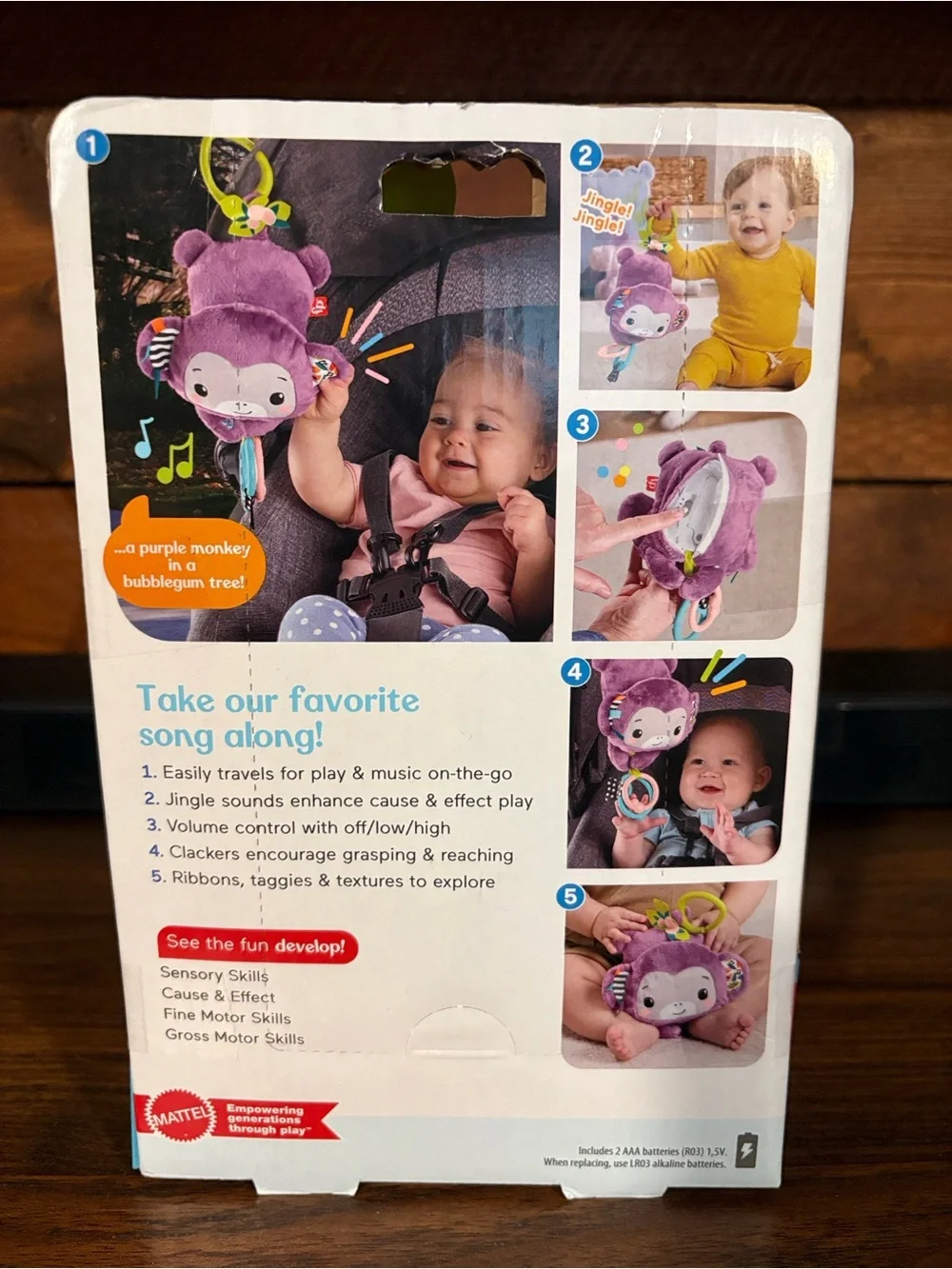 Fisher-Price Sing & Go  Purple Plush Monkey Rattle Toy